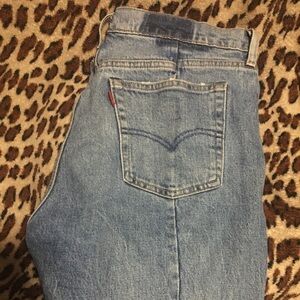 Levi’s 501 29x28 Skinny Jeans Ripped Distressed Button Fly Blue Denim